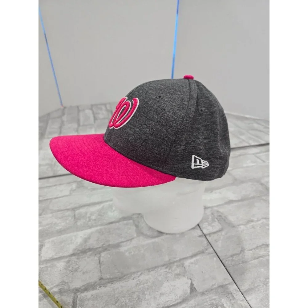 WASHINGTON NATIONALS Pink‎ & Black New Era 7 5/8 Fitted Hat, Baseball Cap